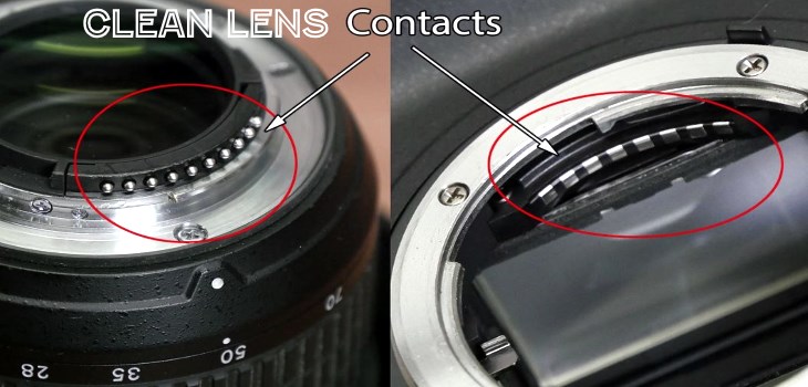 Clean dirty lens and camera contacts
