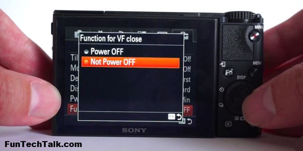 turn off RX100 iv veiw finder